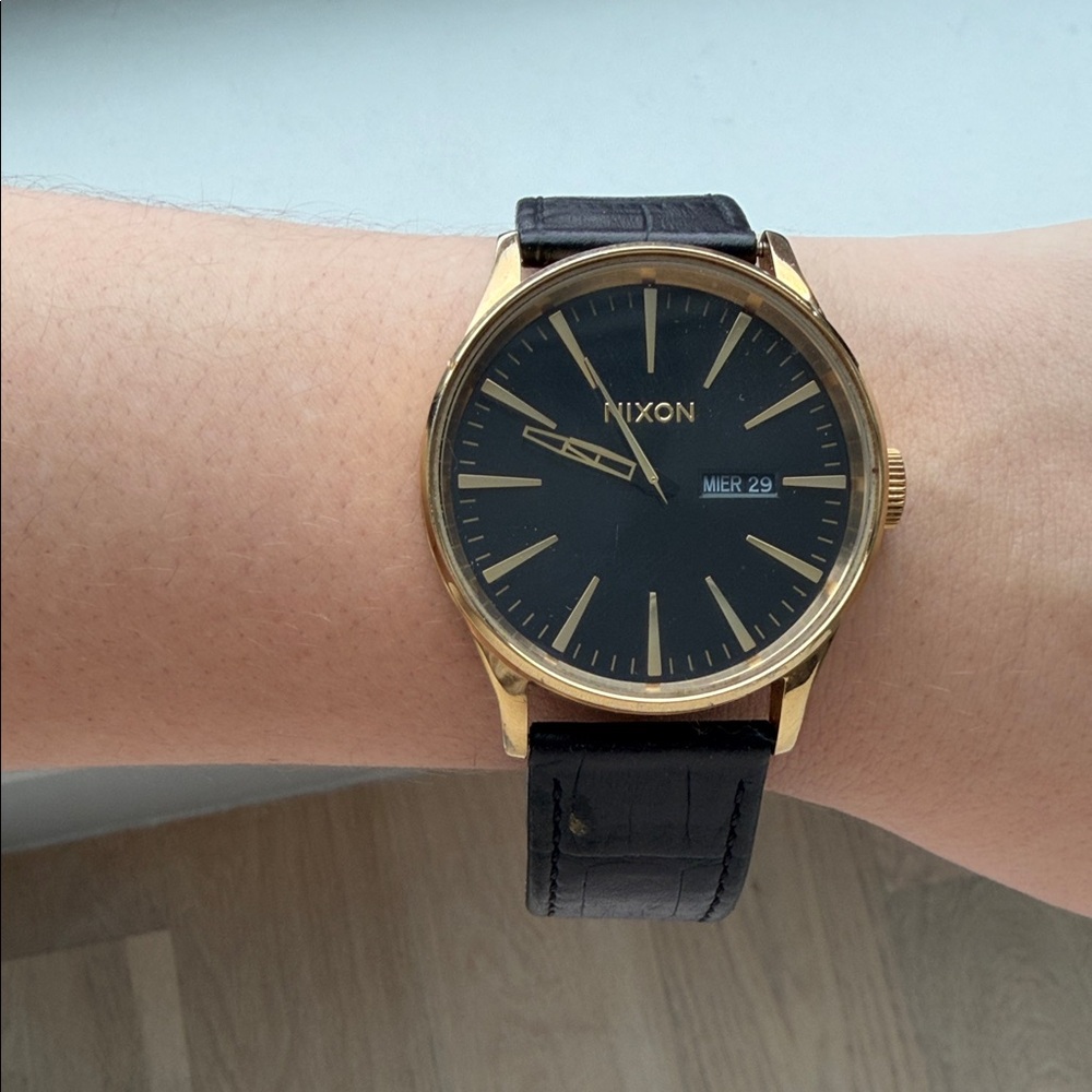 Nixon Black Dial Gold Case Men's Watch